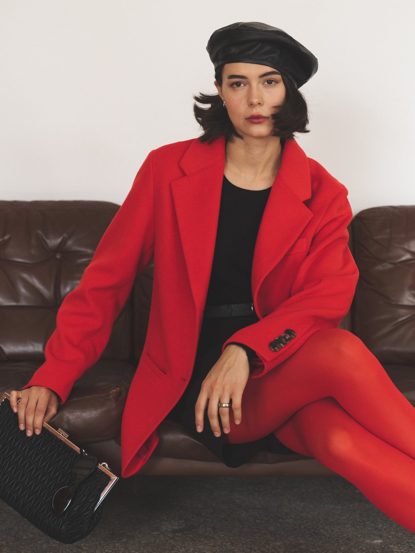 Single-breasted wool jacket, Red Flare