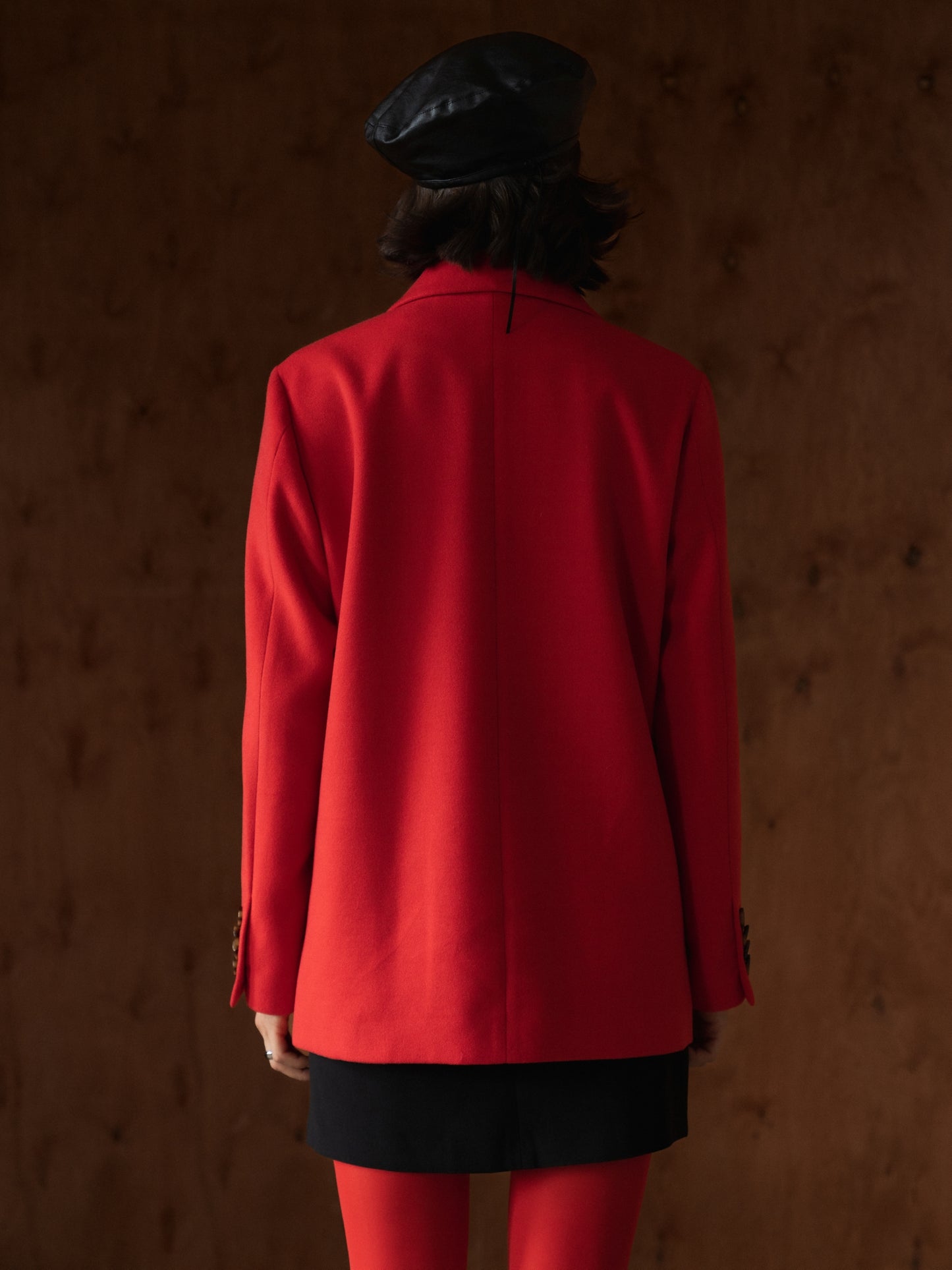 Single-breasted wool jacket, Red Flare